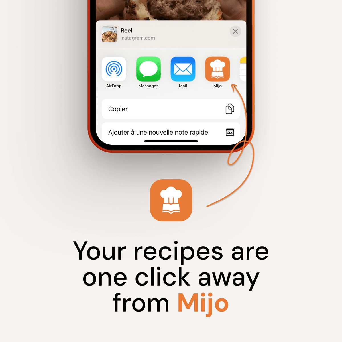 Share Instagram Reels to mijo app